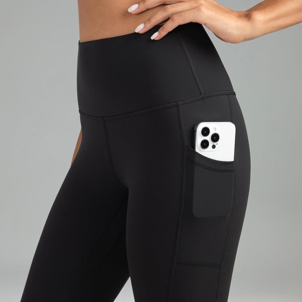 Women's High Waisted Yoga Pants 7/8 Length Leggings with Pockets - Picture 3 of 8